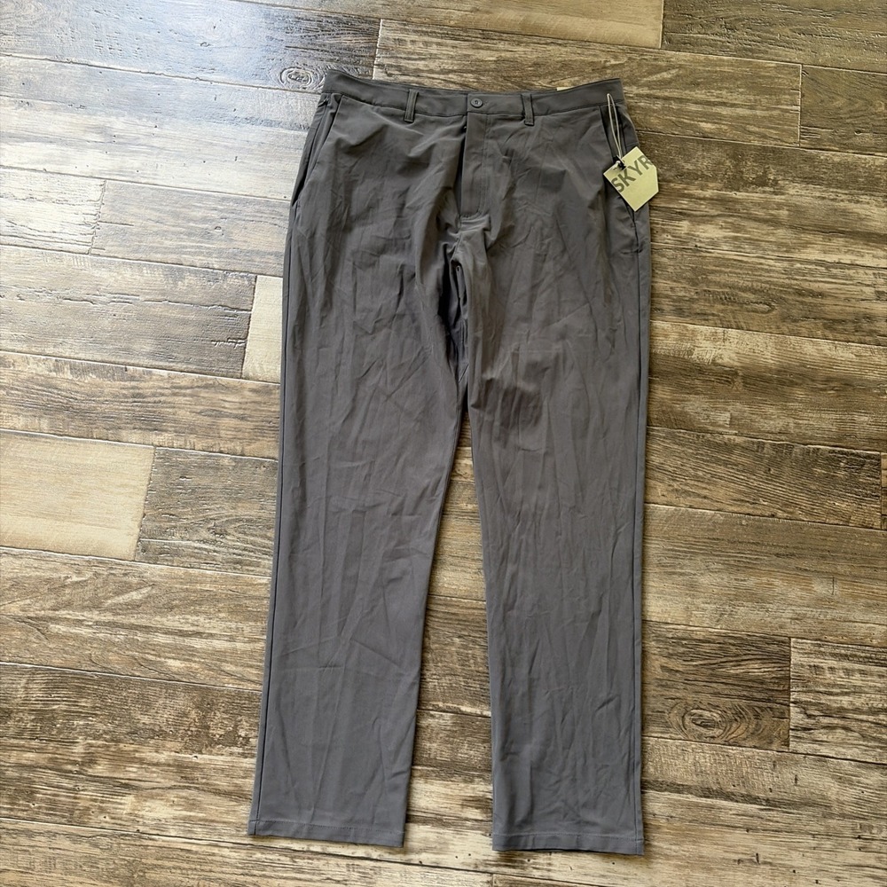 SKYR Chino Pants Mens 36x32 Gray Tricot‎ Dynasty Slim Fit Slash Pocket Stretch